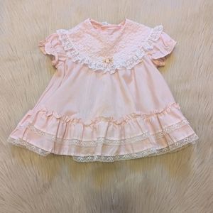 Vintage pink white lace dress size 6-9M